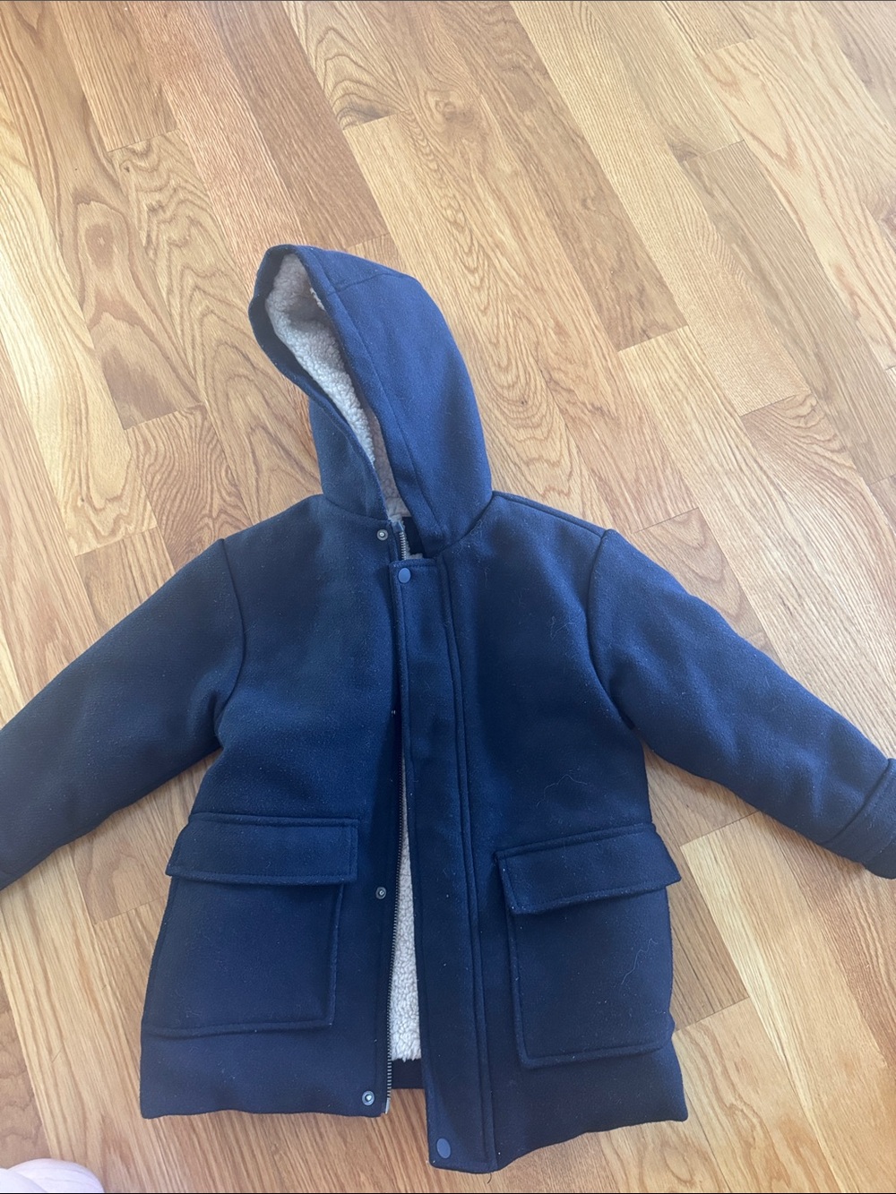 Zara Cream Sherpa-Lined Jacket with Black Label